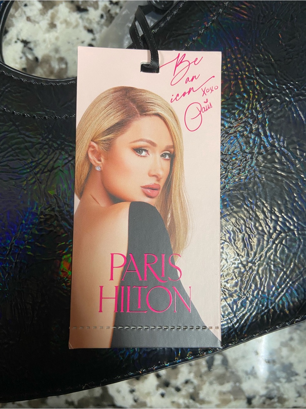 Iridescent Paris Hilton heartbreaker handle bag. - Picture 2 of 3
